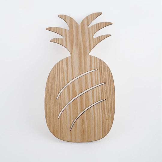 Wooden Shade Led Sconce Light For Bedroom - Wall Mounted In Beige Car/Pineapple/Cactus Designs