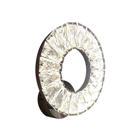 Modern Beveled Crystal Chrome Led Wall Sconce Light