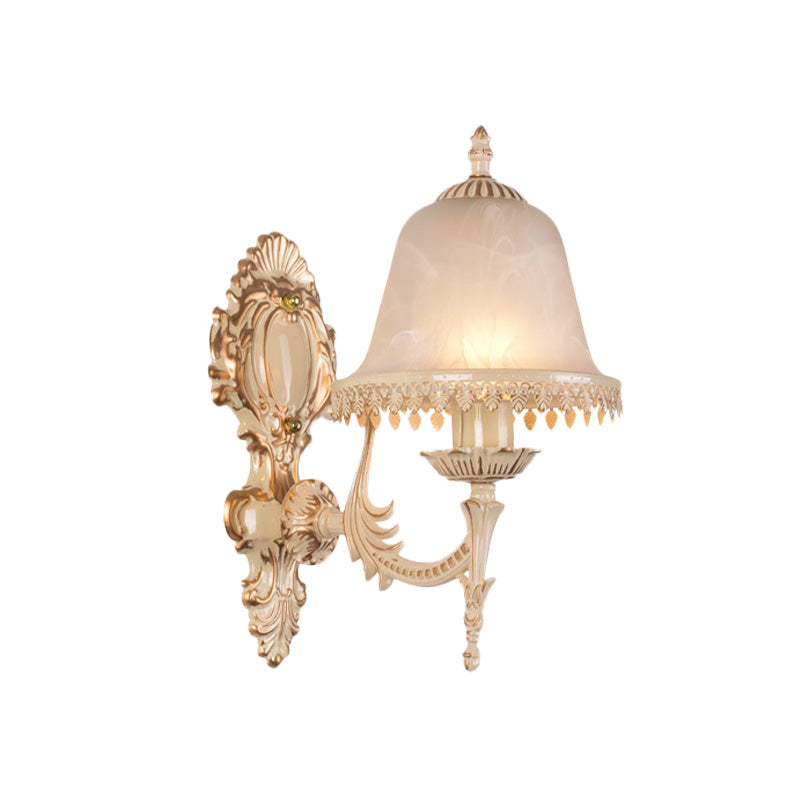 Classic Beige Frosted Glass Wall Sconce Lamp - Elegant Light Fixture For Living Room