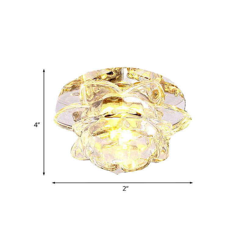 Crystal Led Flower Ceiling Light For Porch - Flush Mount With Warm/White/Multi - Color Options
