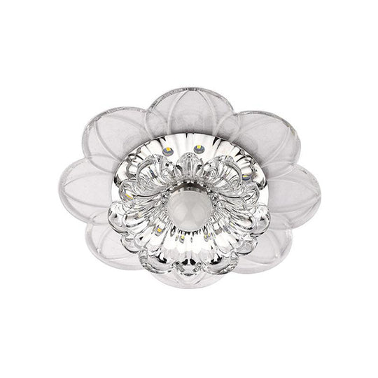 Contemporary Led Flower Flushmount Ceiling Light W/ Clear Crystals - Warm White & Multi Color /