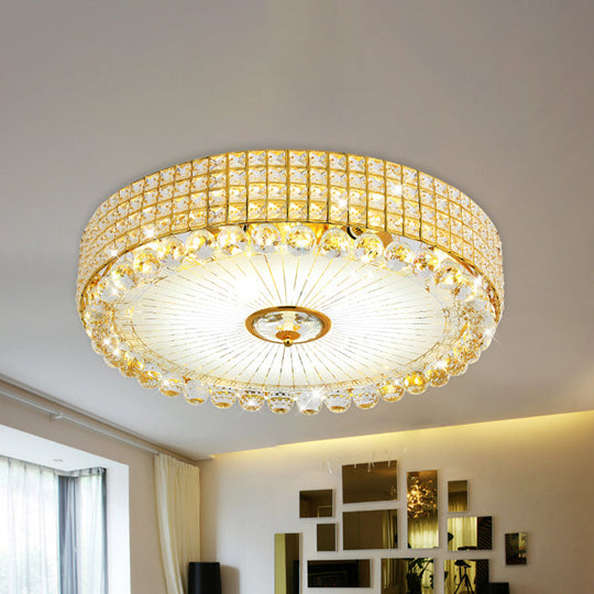Contemporary Round Crystal Flush Light - 16’/24’ Led Bedroom Ceiling Lamp In Silver/Gold Gold / 16’