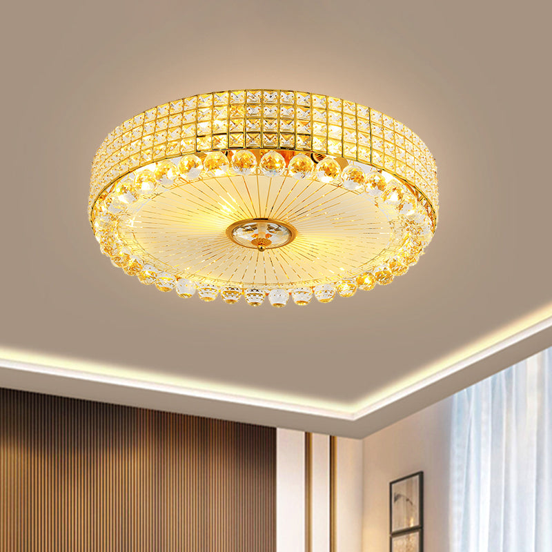 Contemporary Round Crystal Flush Light - 16’/24’ Led Bedroom Ceiling Lamp In Silver/Gold