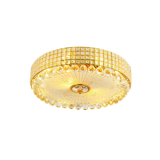 Contemporary Round Crystal Flush Light - 16/24 Led Bedroom Ceiling Lamp In Silver/Gold