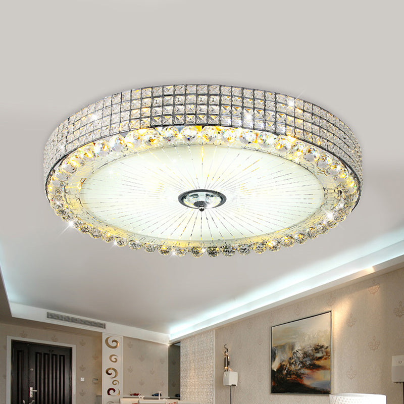 Contemporary Round Crystal Flush Light - 16’/24’ Led Bedroom Ceiling Lamp In Silver/Gold