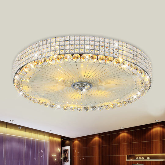 Contemporary Round Crystal Flush Light - 16’/24’ Led Bedroom Ceiling Lamp In Silver/Gold