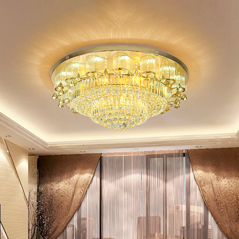 Minimalist Crystal Led Flushmount Ceiling Light In Gold