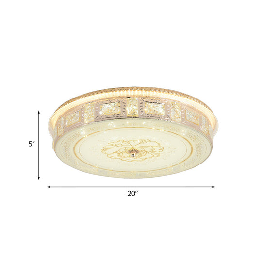 Modern Gold Led Crystal Flush Mount Spotlight - Elegant Flower Pattern Ceiling Light For Living Room