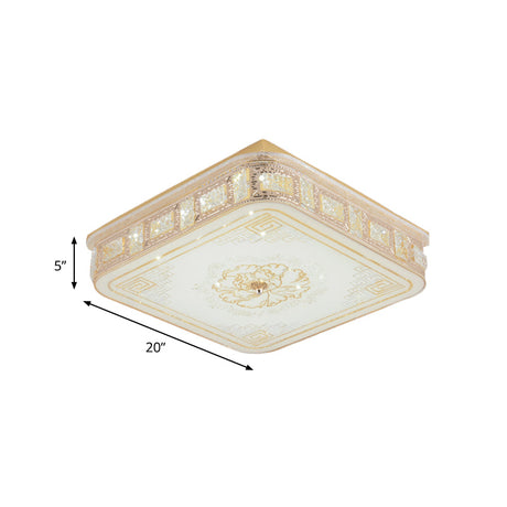 Modern Gold Led Crystal Flush Mount Spotlight - Elegant Flower Pattern Ceiling Light For Living Room