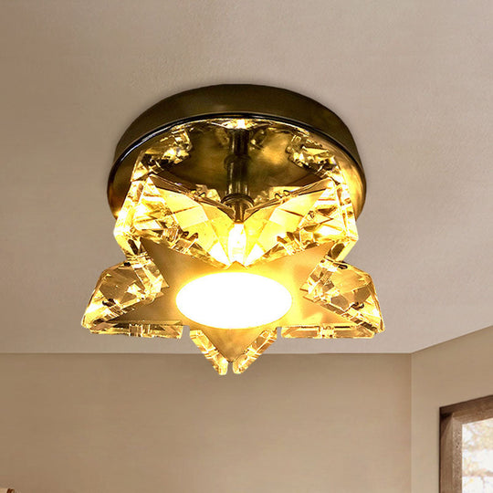 Contemporary Led Star Shaped Ceiling Mounted Fixture - Clear Crystal Nickel Warm/White Light