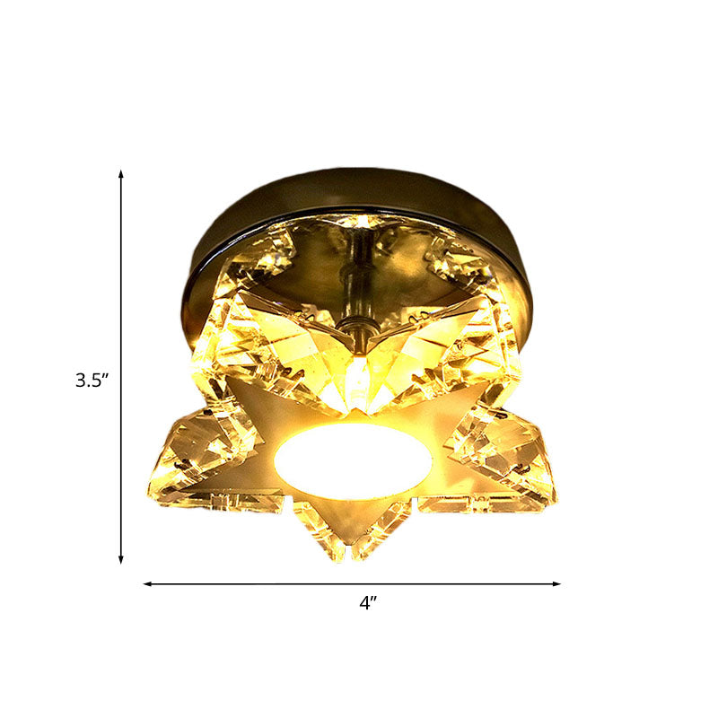 Contemporary Led Star Shaped Ceiling Mounted Fixture - Clear Crystal Nickel Warm/White Light