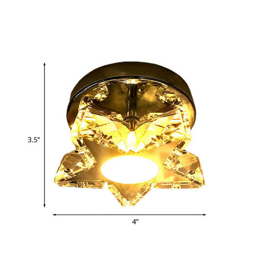 Contemporary Led Star Shaped Ceiling Mounted Fixture - Clear Crystal Nickel Warm/White Light