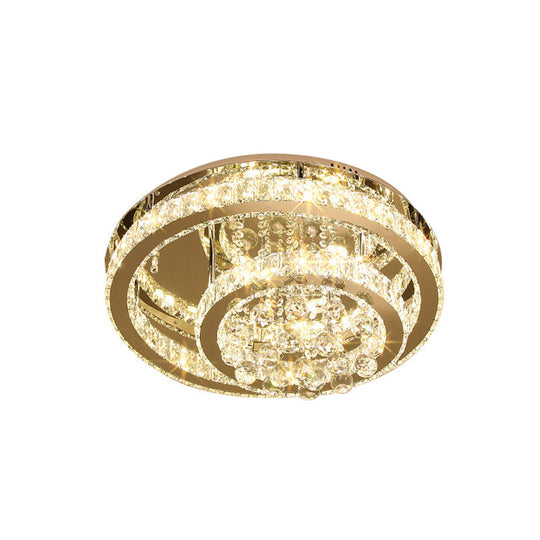 Minimalist Crystal Block Led Ceiling Flush Mount - Chrome Finish