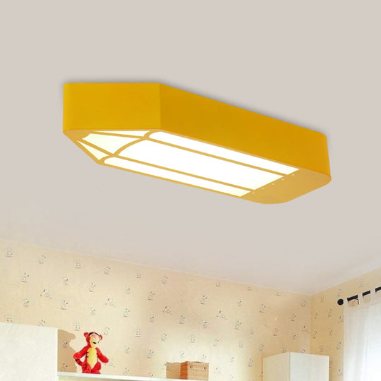 Kids Style Led Flush Mount Ceiling Light For Nursery School - Red/Blue/Green Pencil Design