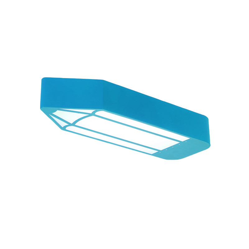 Kids Style Led Flush Mount Ceiling Light For Nursery School - Red/Blue/Green Pencil Design