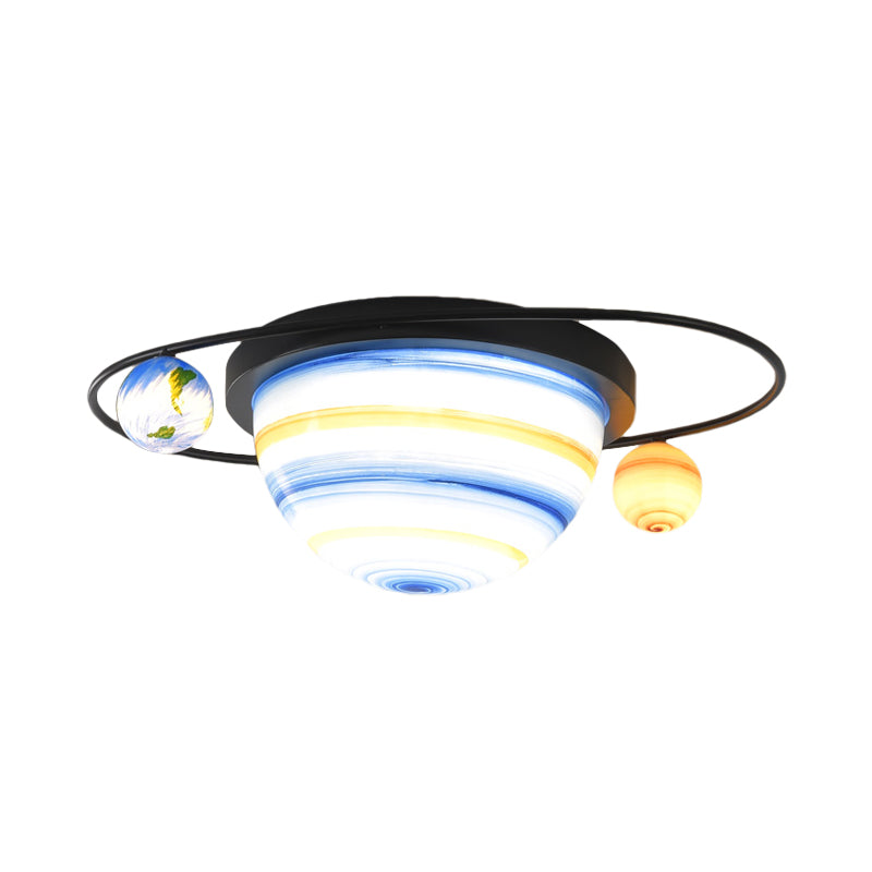 Stained Glass 2-Bulb Kids Flush Mount Light Fixture In Blue Warm/White For Sphere And Astral Themed