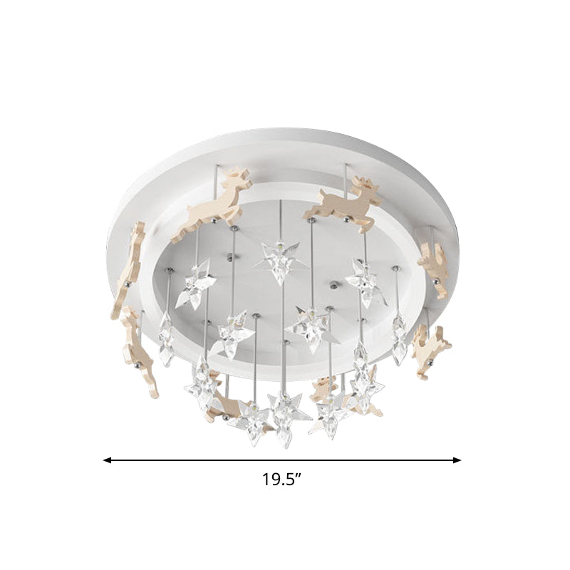 Elk Carousel Acrylic Semi Mount Lighting: Kid’s White Led Ceiling Flush Light In Warm/White