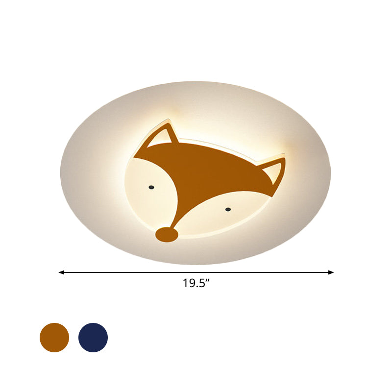 Kids Style Fox/Deer Child-Care Center Ceiling Lamp - Acrylic Led Flush Mount In Blue/Coffee With