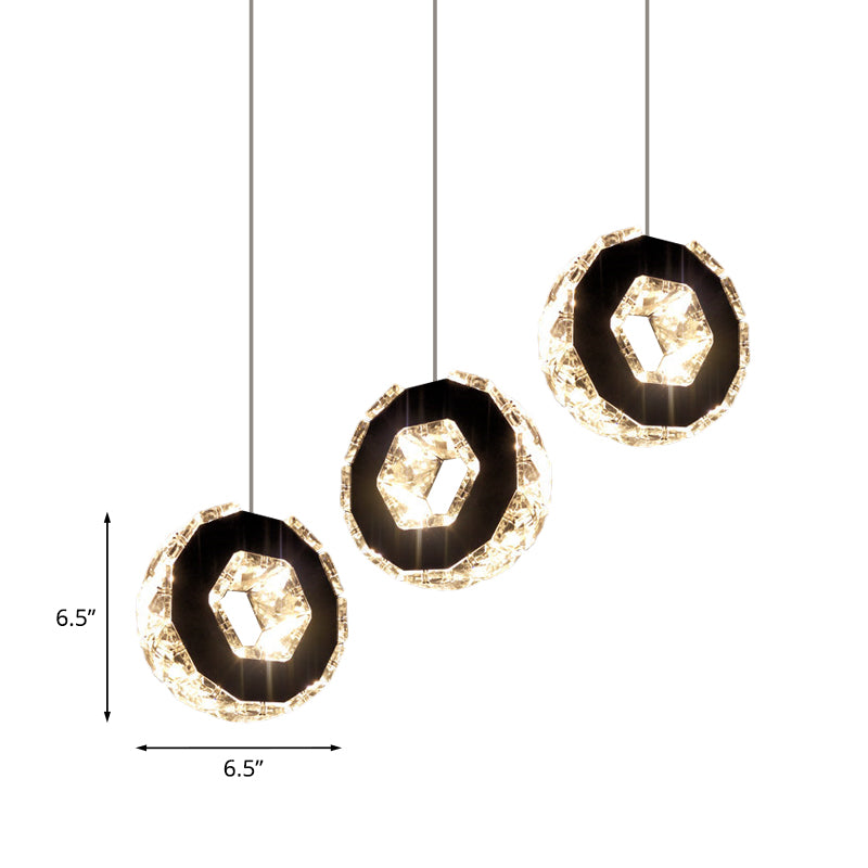 Minimal Beveled Crystal Ring Chrome Led Pendant Ceiling Light In Warm/White/Neutral