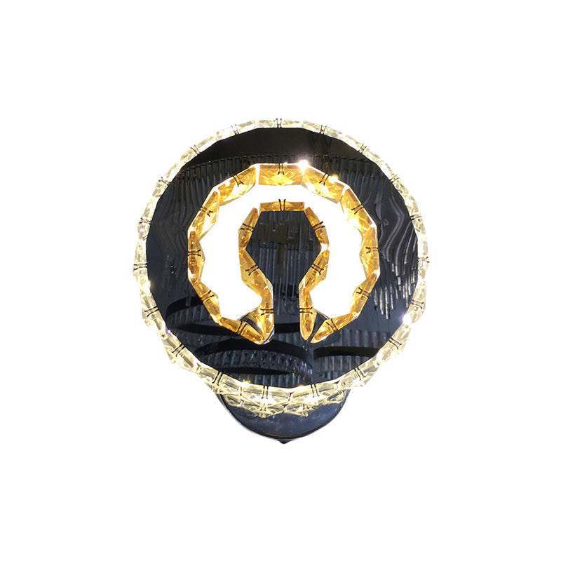 Modern Led Crystal Wall Sconce: Minimalist Chrome Finish Warm/White Light