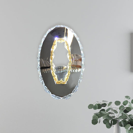 Led Crystal Wall Sconce For Modern Bedrooms - Circular Design In Chrome With Warm/White Light /