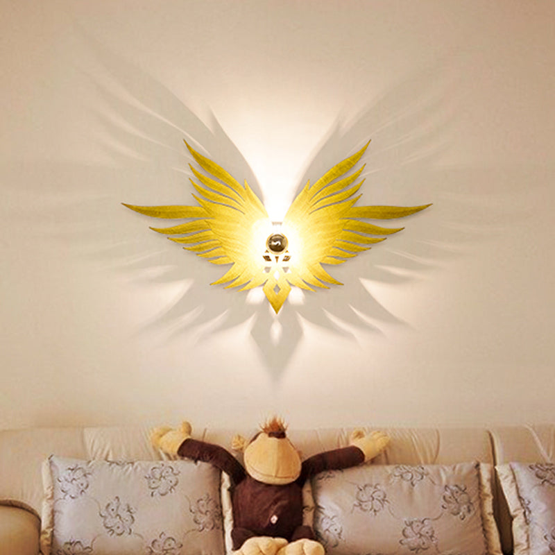 Nordic Wood Carved Eagle Wall Sconce With Beige/Gold/Coffee Lighting For Sitting Rooms