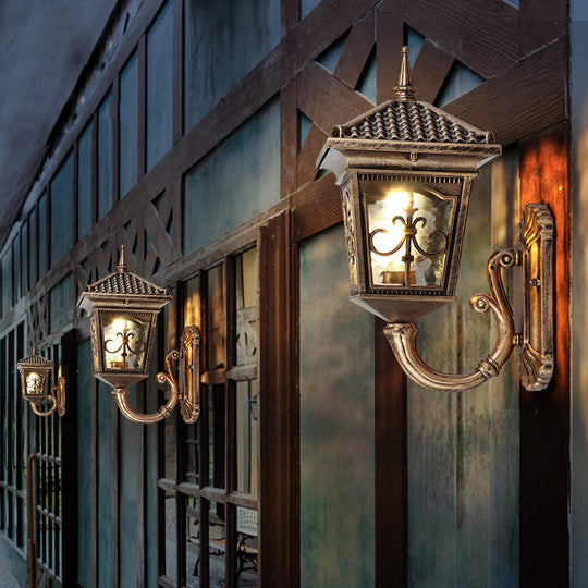 Farmhouse Wall Mount Lantern Light With Clear Glass Shade - Black/Bronze Finish 1