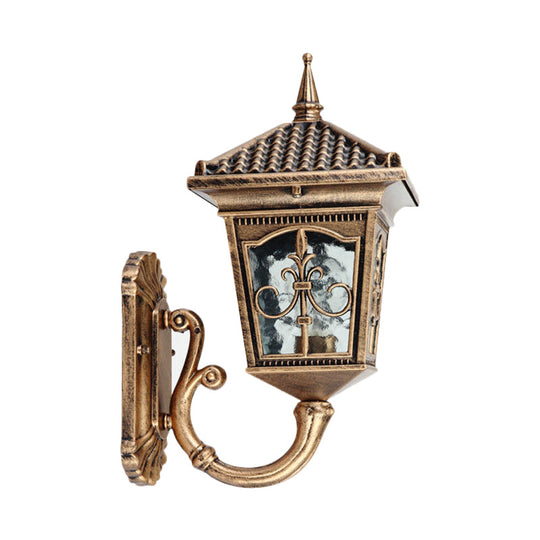 Farmhouse Wall Mount Lantern Light With Clear Glass Shade - Black/Bronze Finish 1