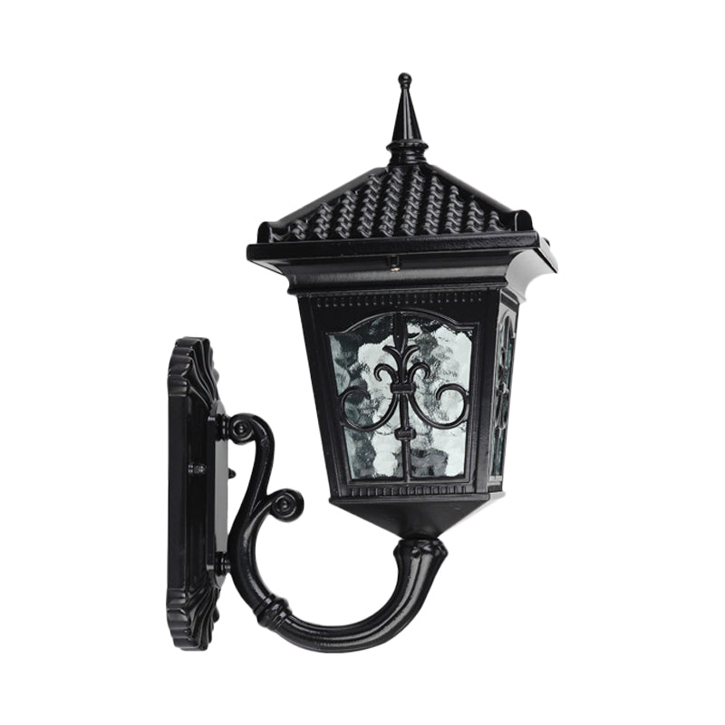 Farmhouse Wall Mount Lantern Light With Clear Glass Shade - Black/Bronze Finish 1