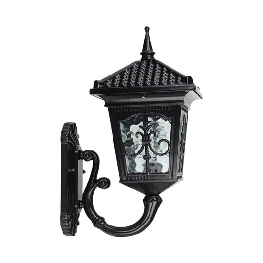 Farmhouse Wall Mount Lantern Light With Clear Glass Shade - Black/Bronze Finish 1