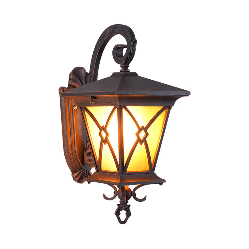 Rustic Yellow Glass Wall Sconce - Outdoor Lantern Light Idea