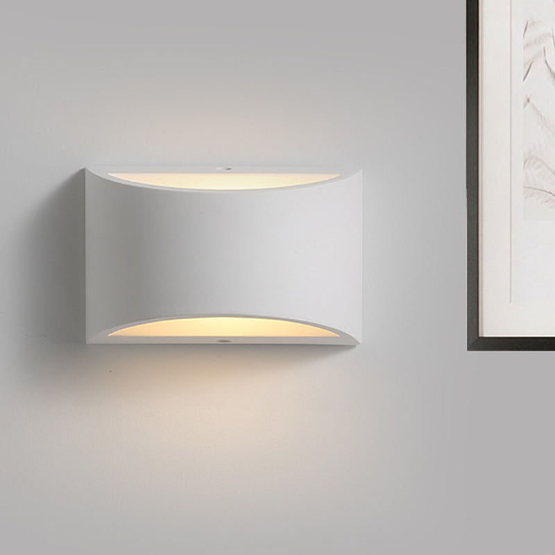 Modern Gypsum Half-Oval Sconce Lamp: 1-Light Led Wall Mounted Light For Bedroom In White