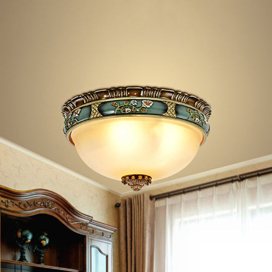 Peacock Green Dome Flush Mount Ceiling Lamp With Frosted Glass And 2/3/4 Heads 2 /