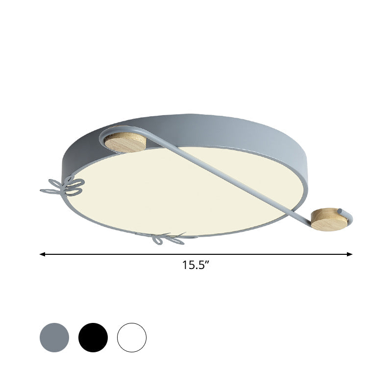 Geometric Led Ceiling Light In Nordic Style With Sprig Decor - Grey/White/Black - Wood For Living