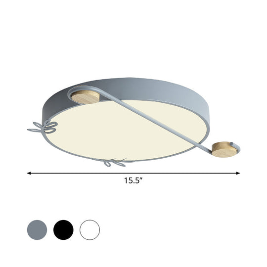 Geometric Led Ceiling Light In Nordic Style With Sprig Decor - Grey/White/Black-Wood For Living Room