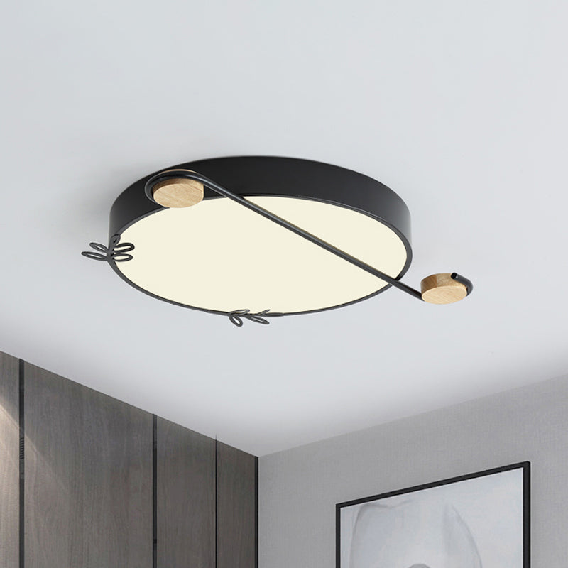 Geometric Led Ceiling Light In Nordic Style With Sprig Decor - Grey/White/Black - Wood For Living