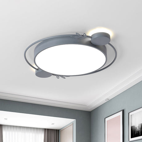 Modern Led Twig Round Iron Flush Mount Ceiling Light Grey