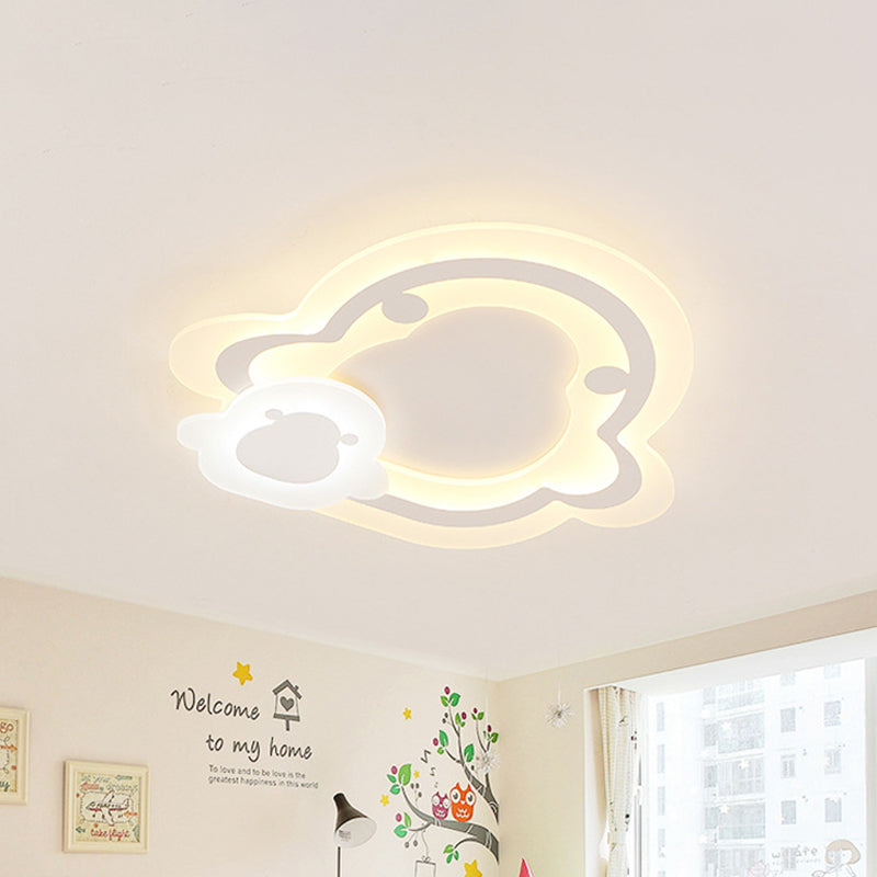 Kids Ultrathin White Penguin Led Ceiling Lamp With Warm Inner And Outer Light /