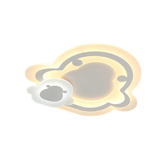 Kids Ultrathin White Penguin Led Ceiling Lamp With Warm Inner And Outer Light