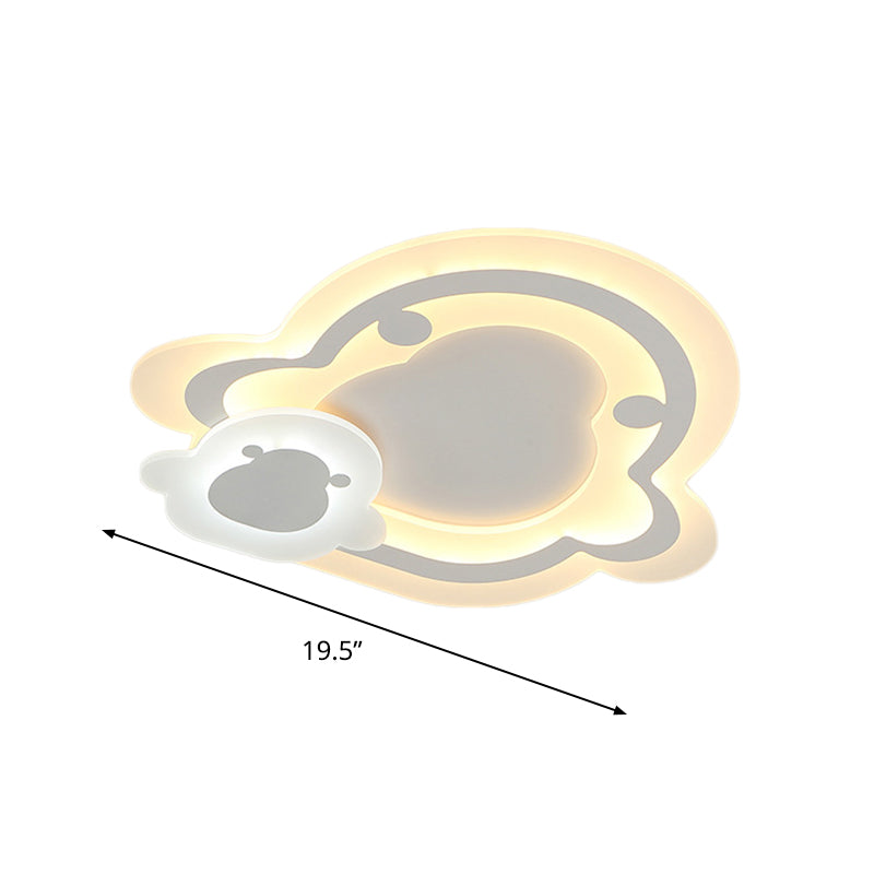 Kids Ultrathin White Penguin Led Ceiling Lamp With Warm Inner And Outer Light