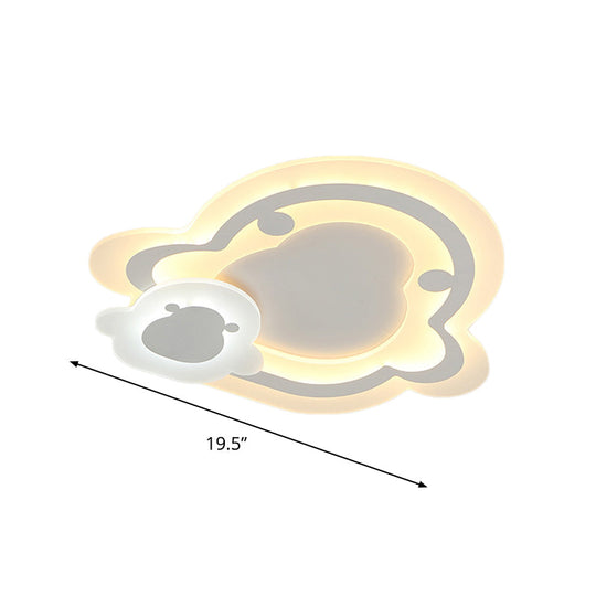 Kids Ultrathin White Penguin Led Ceiling Lamp With Warm Inner And Outer Light