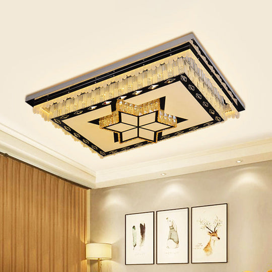 Modern Led Ceiling Light With Clear Crystal Rectangle Design And Nature-Inspired Patterns / Maple