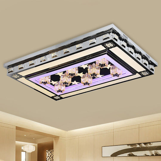 Modernist Led Flush Ceiling Light With Stainless - Steel Star/Cloud Design And Faceted Crystal –