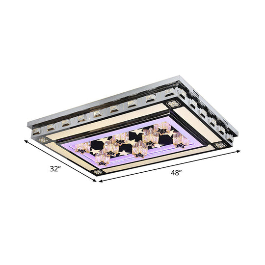 Modernist Led Flush Ceiling Light With Stainless - Steel Star/Cloud Design And Faceted Crystal –