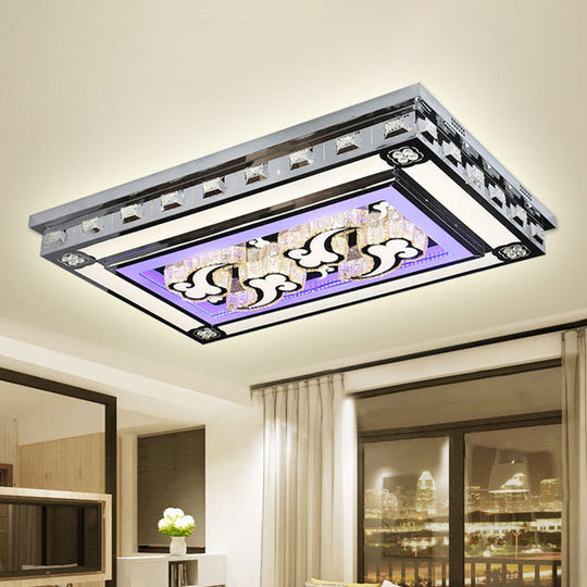 Modernist Led Flush Ceiling Light With Stainless-Steel Star/Cloud Design And Faceted Crystal Ideal