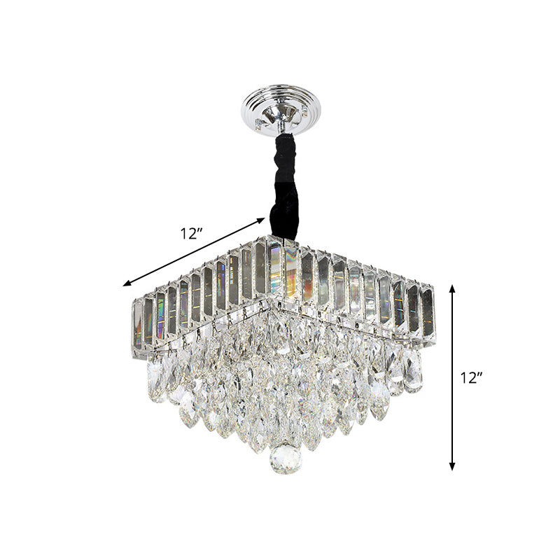 Modern Black Tiered Led Crystal Pendant Light For Dining Room Suspension