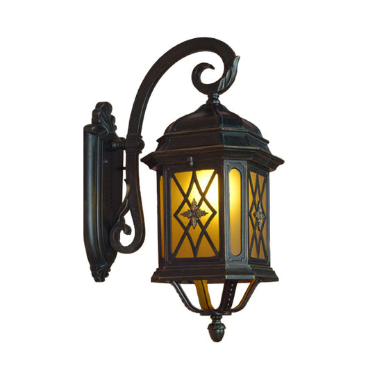 Black Aluminium Birdcage Outdoor Wall Sconce With Frosted Glass Shade