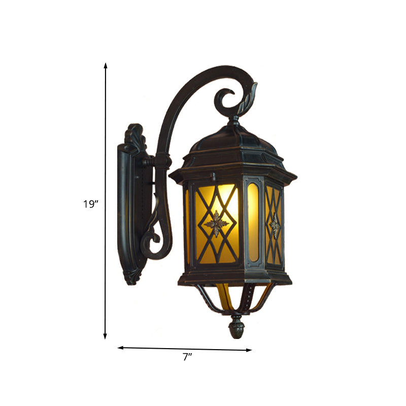 Black Aluminium Birdcage Outdoor Wall Sconce With Frosted Glass Shade