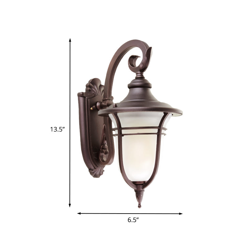 Milk Glass Coffee Sconce Lamp: Countryside Wall Mounted Light Fixture For Courtyard