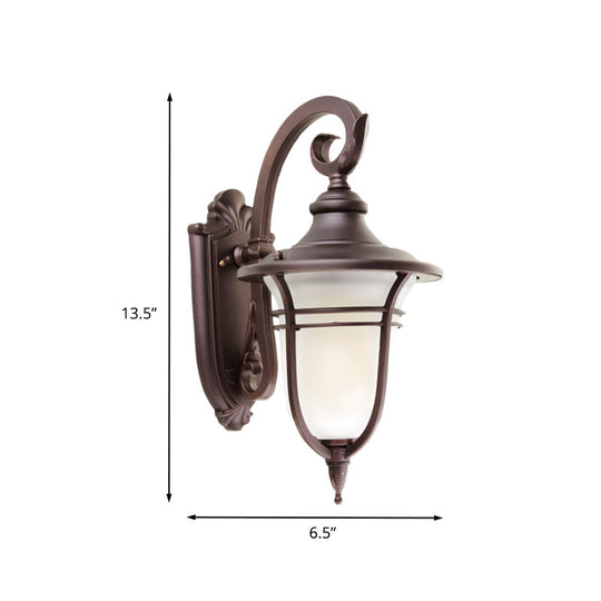 Milk Glass Coffee Sconce Lamp: Countryside Wall Mounted Light Fixture For Courtyard